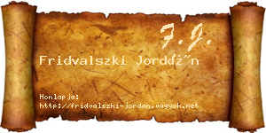 Fridvalszki Jordán névjegykártya